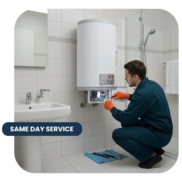 Plumber fixing wall water heater same day service